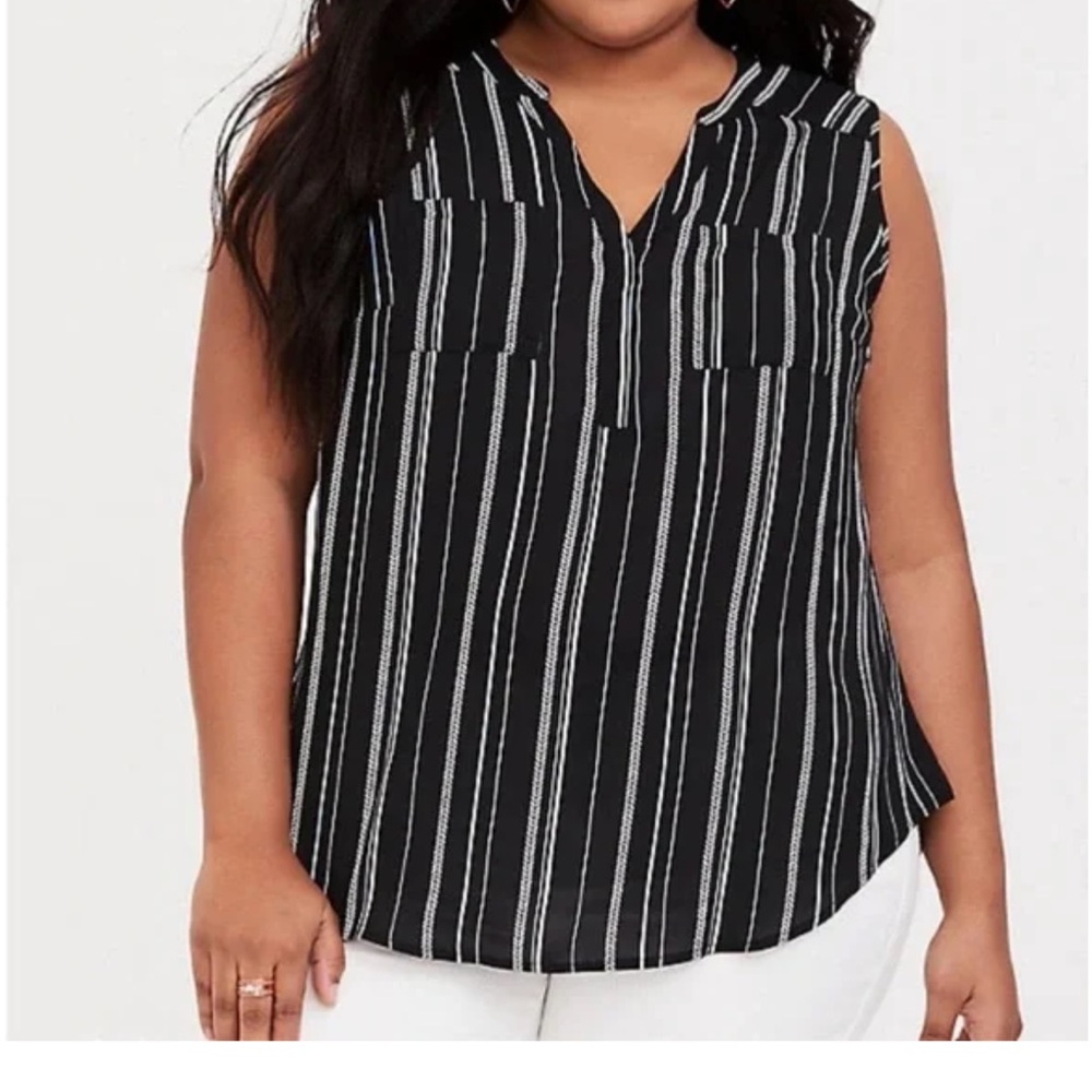 Torrid Black Blue Stripe Sleeveless Harper Top